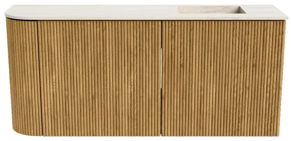 Mondiaz Joya DLux 90cm toiletmeubel ronding links oak met wastafel faye rechts 1 kraangat meli