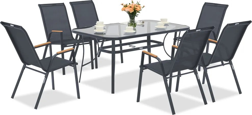 Garden Point tafelmeubel Modena/Bitonto grijs voor 6 personen