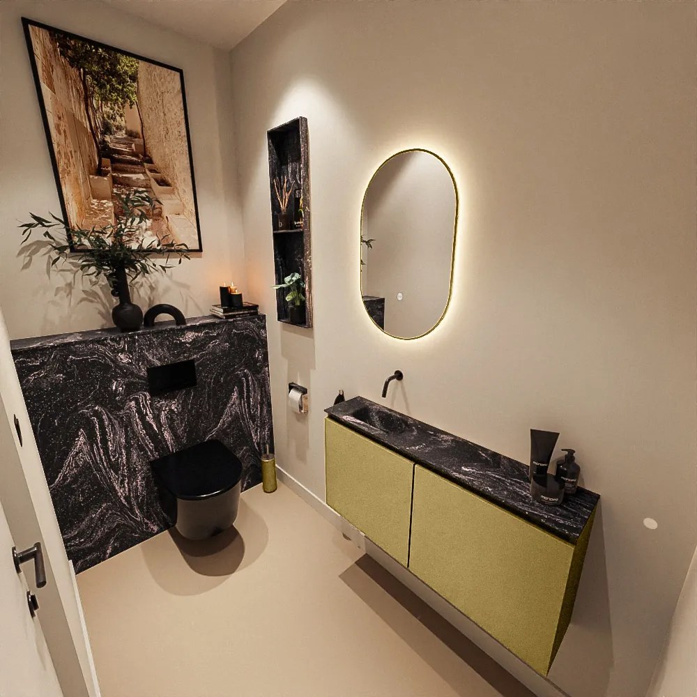 Mondiaz Ture DLux toiletmeubel 100cm oro met wastafel lava links zonder kraangat