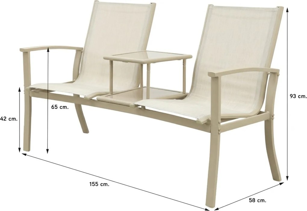 Tete-a-Tete aluminium tuinbank Felix - Latte/Beige