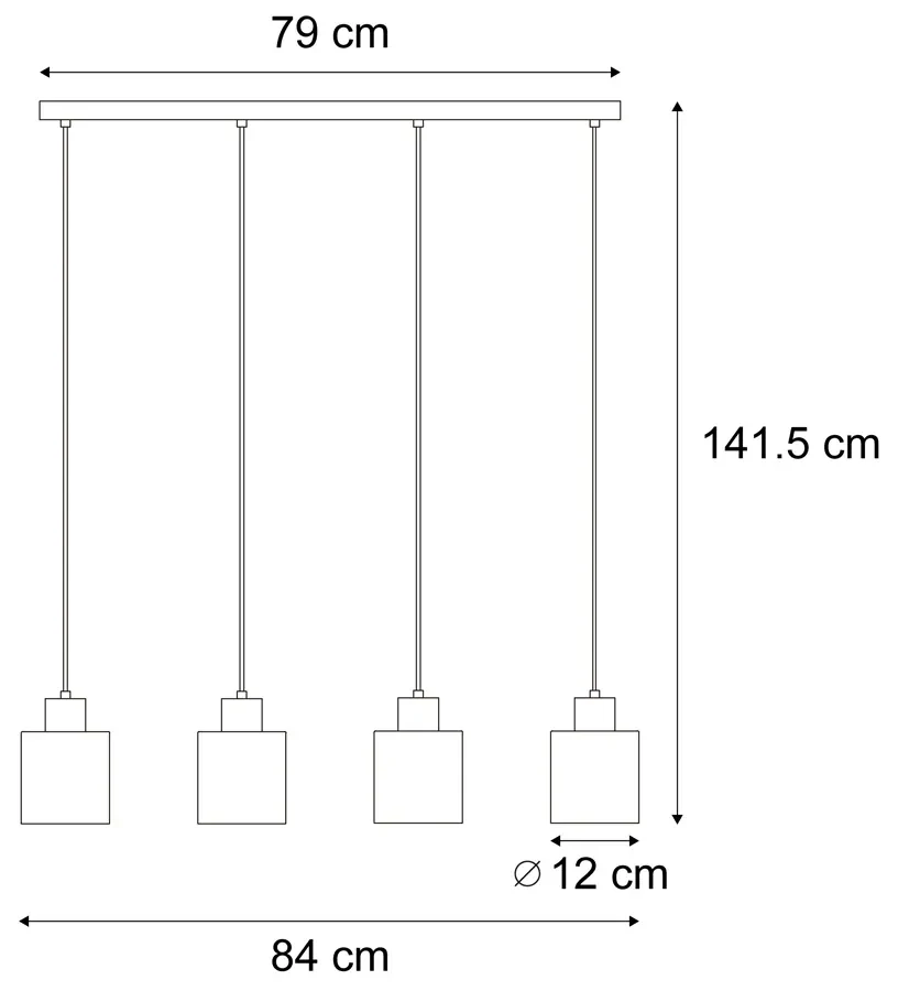 Eettafel / Eetkamer Moderne hanglamp zwart met smoke glas 4-lichts - Dame Modern E27 rond Binnenverlichting Lamp