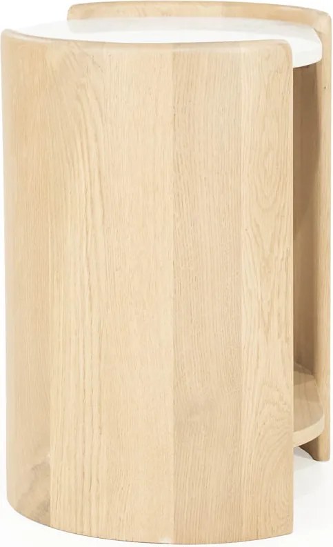Bijzettafel Eiken Met Wit Marmer - 50 X 35cm.