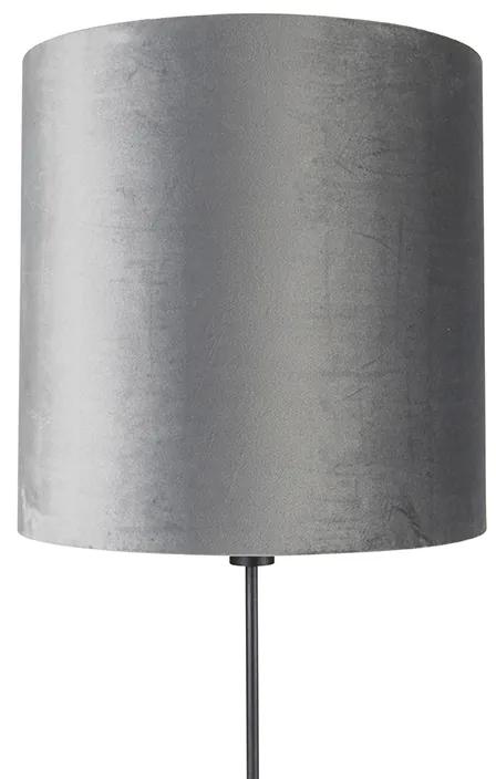 Stoffen Vloerlamp zwart kap grijs 40 cm verstelbaar - Parte Modern E27 Binnenverlichting Lamp