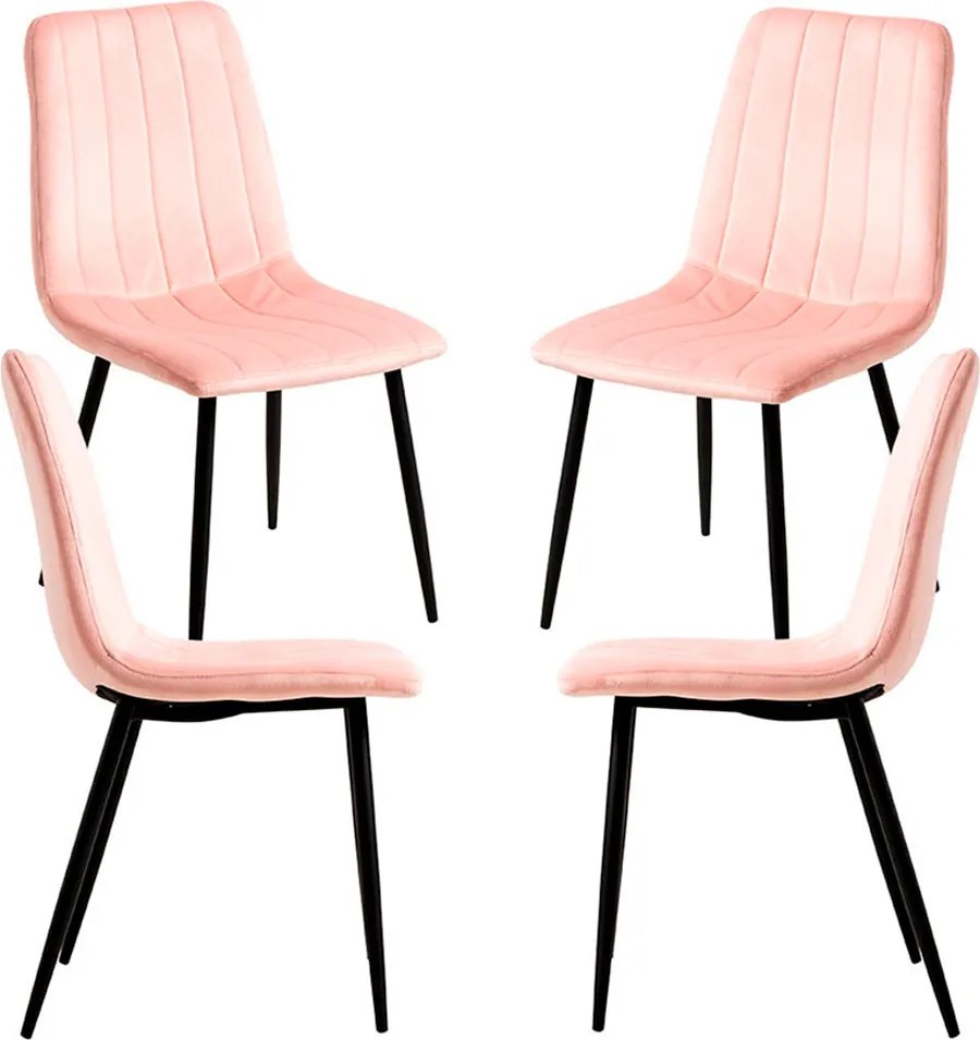 Set 4 Liny Fluwelen Stoelen