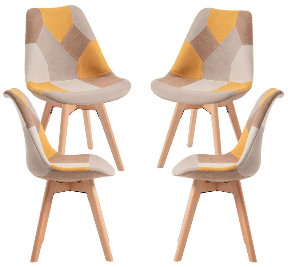 Set 4 Synk Patchwork Stoelen