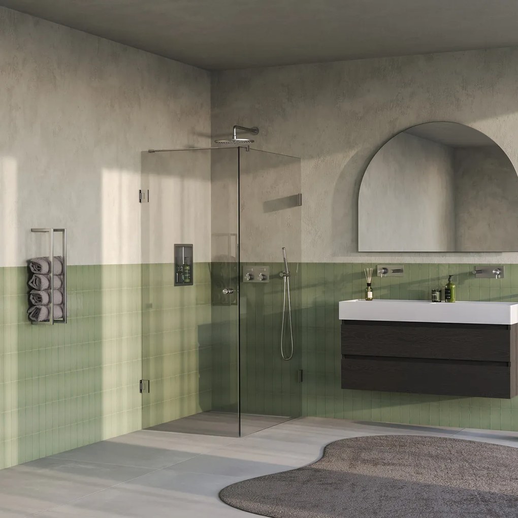 Brauer Void Carving profielloze douchecabine 80x120cm RVS geborsteld PVD