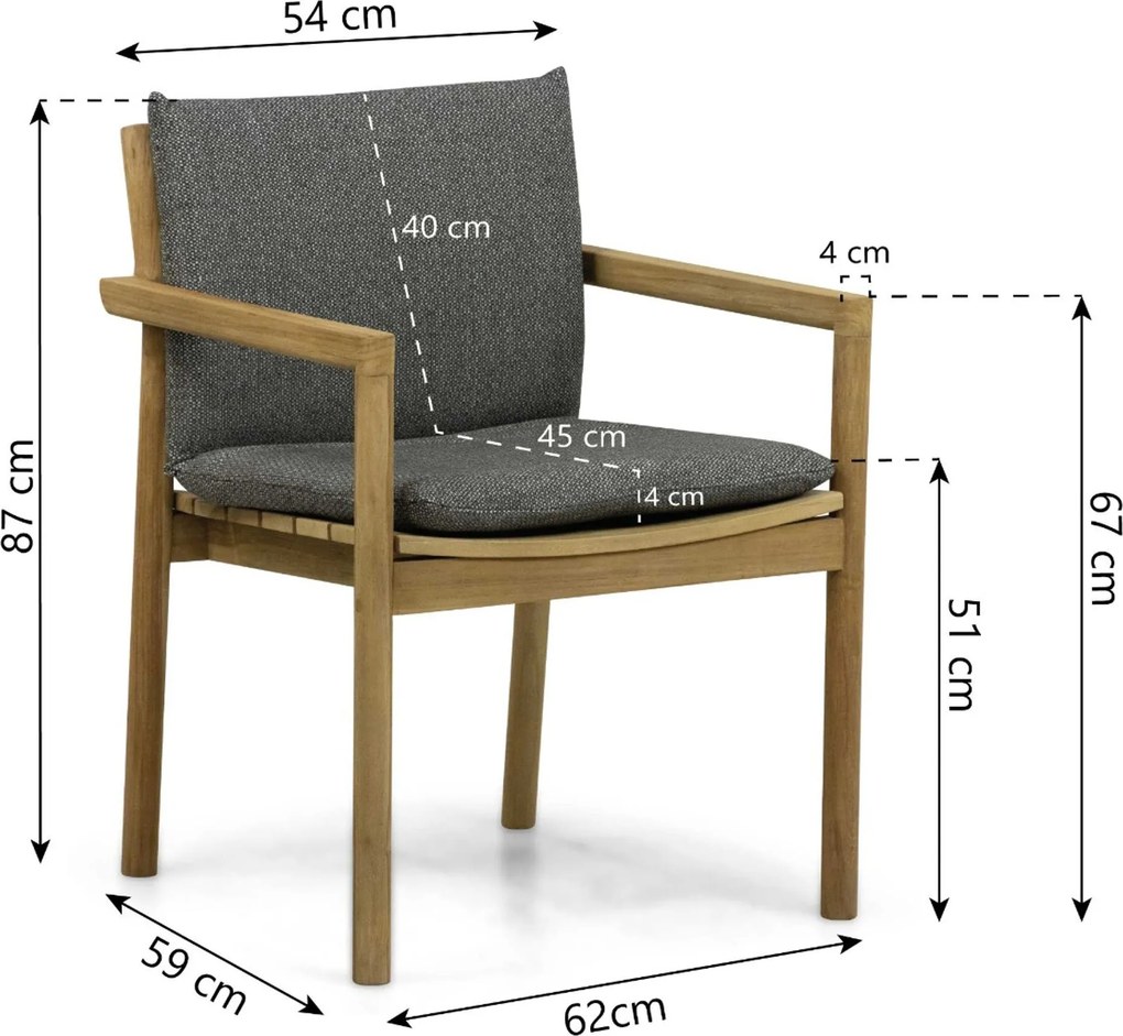 Tuinset 6 personen 240 cm Teak Old teak greywash Santika Furniture Santika