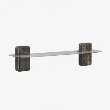 Set Van 2 Wandplanken Van Roestvrij Staal Serbian ↔︎ 80 Cm & Groen Marmer Forest - Sklum