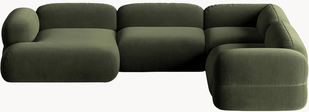 Modulaire panoramische fluwelen hoekbank Roger (5-zits)