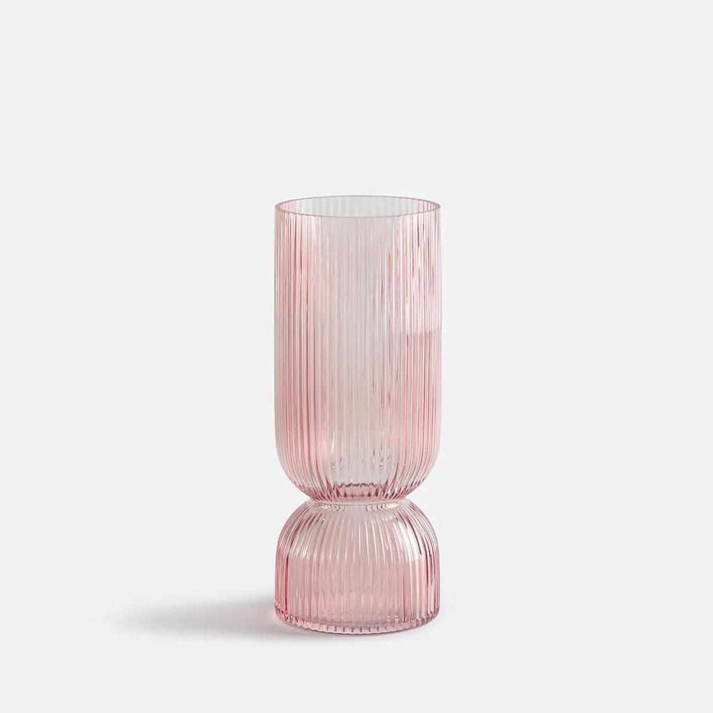 Vaas in geribbeld glas H26 cm, Valira