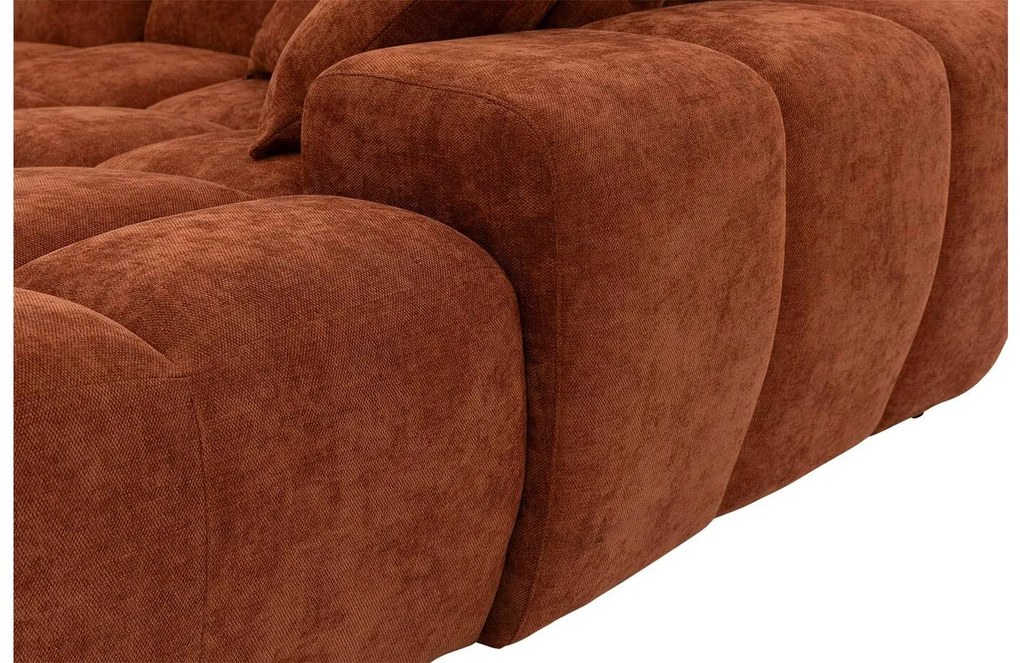 Goossens Excellent Bank Kubus - 40 X 40 Cm Stiksel rood, stof, 1,5-zits, modern design met chaise longue links