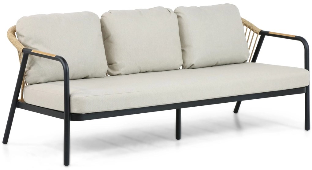 Stoel en Bank Loungeset 5 personen Aluminium/wicker Zwart Hartman Nice