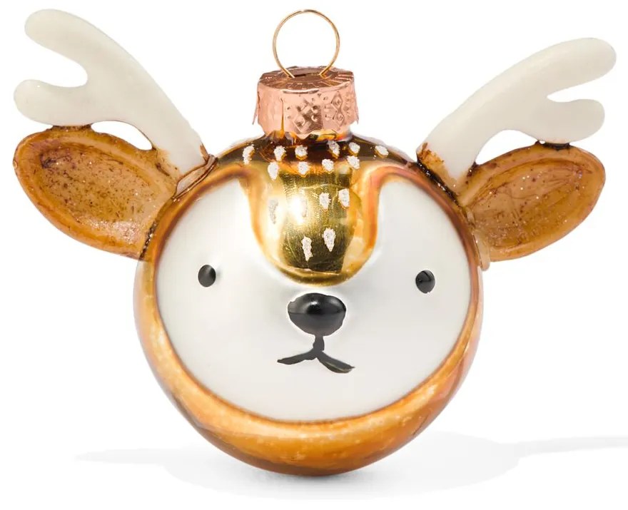 HEMA Kerstbal Rendier Glas 9,5cm (goud)