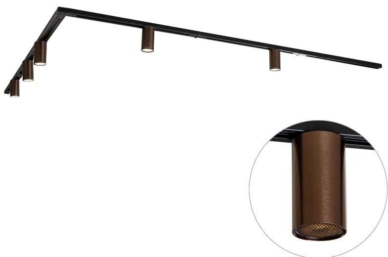 Modern railsysteem met 5 spots donker brons 1-fase GU10 35mm - Iconic Ruby