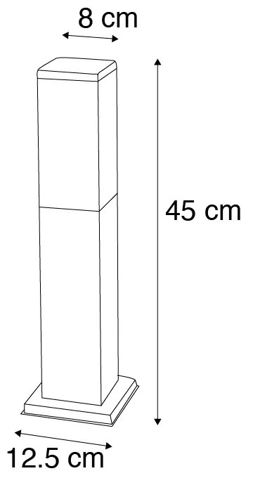 Moderne buitenlamp paal antraciet met opaal 45 cm IP44 - Malios Design, Modern E27 IP44 Buitenverlichting
