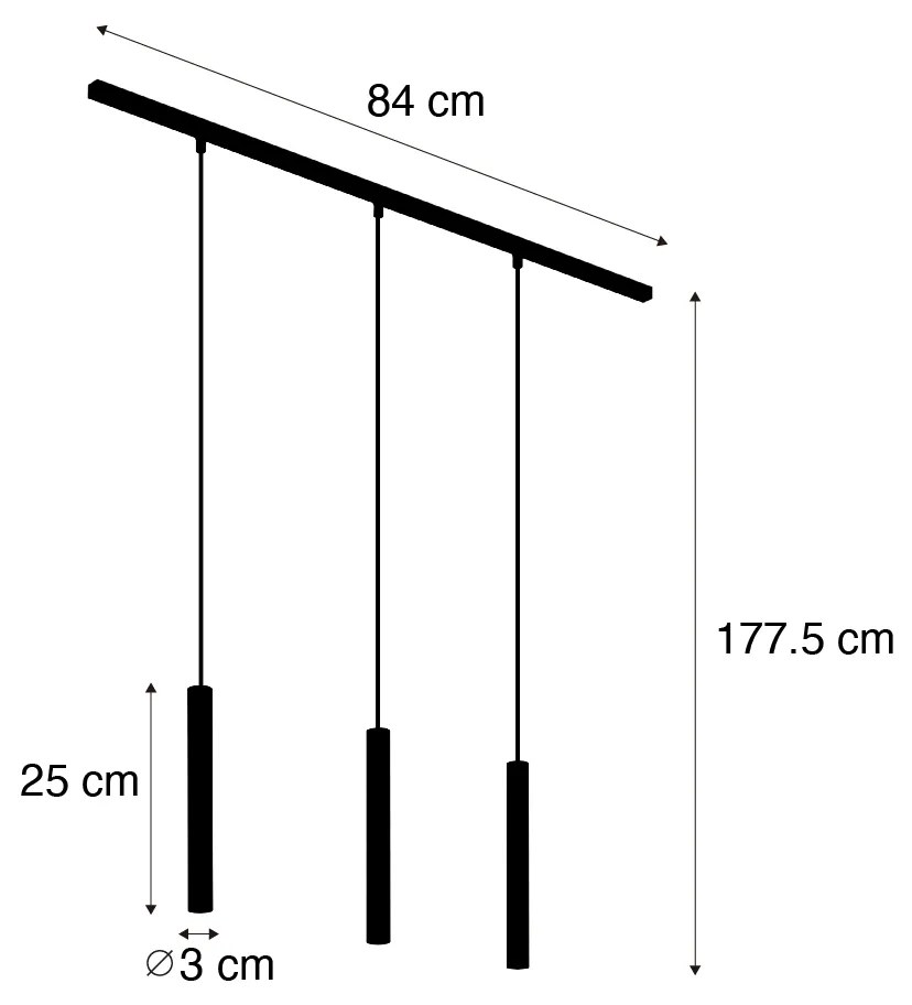 Modern railsysteem met 3 hanglampen zwart 1-fase - Slimline Keno G9 Binnenverlichting Lamp