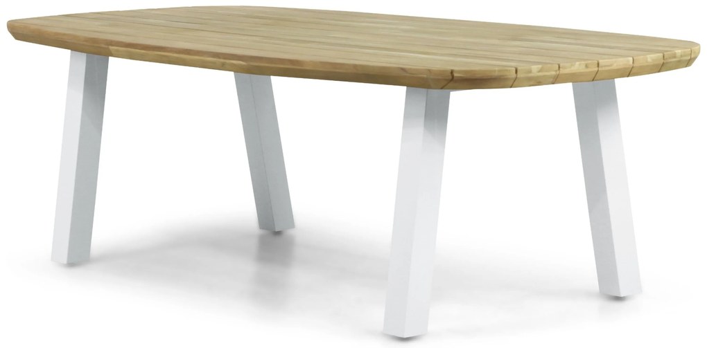 Dining Tuintafel rechthoekig 240 x 100 cm Aluminium/Teak Wit Falcon/Glasgow