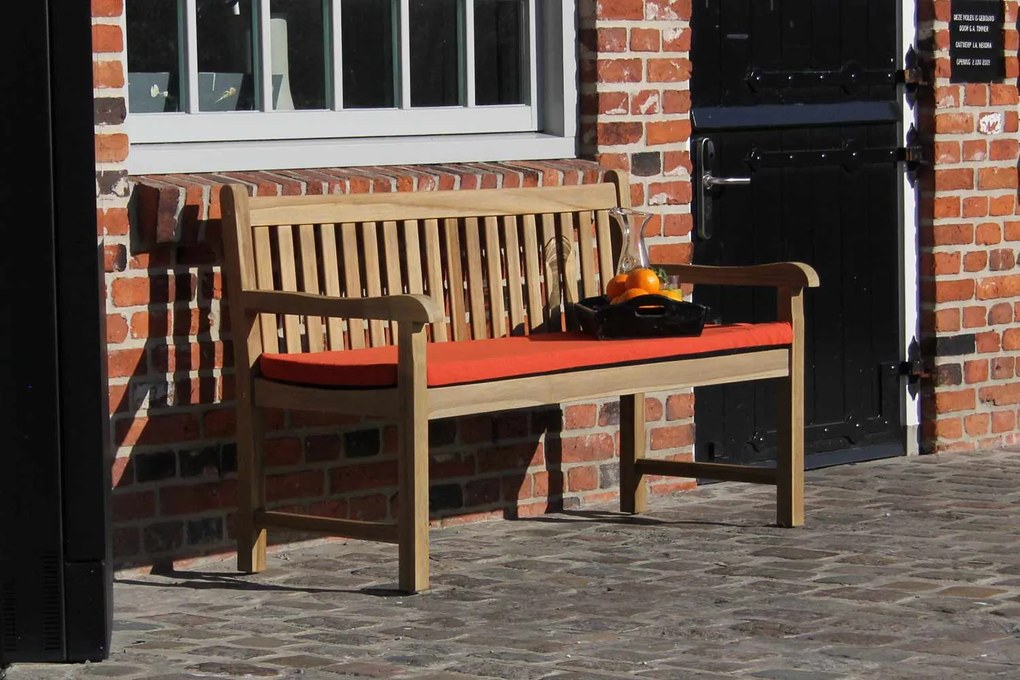 Tuinbank  teak 120 cm incl. kussen antraciet Teak Old teak greywash Garden Collections Preston  incl. kussen antraciet