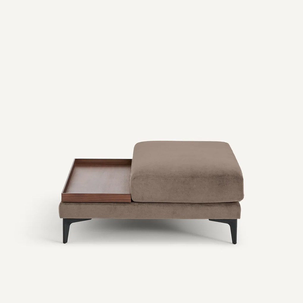 Voetensteun met dienblad, in stonewashed fluweel, MODERNISTE, ontwerp Emmanuel Gallina