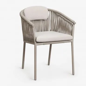 Set Van 2 Stapelbare Tuinstoelen Met Armleuningen Van Aluminium En Gevlochten Touw Ondina Moka Bruin - Sklum