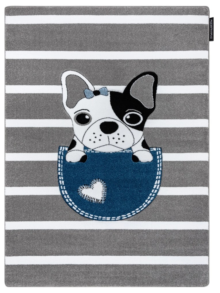 Tapijt PETIT BULLDOG HOND  grijskleuring