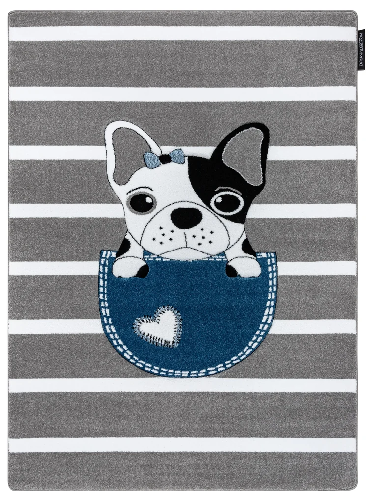 Tapijt PETIT BULLDOG HOND  grijskleuring