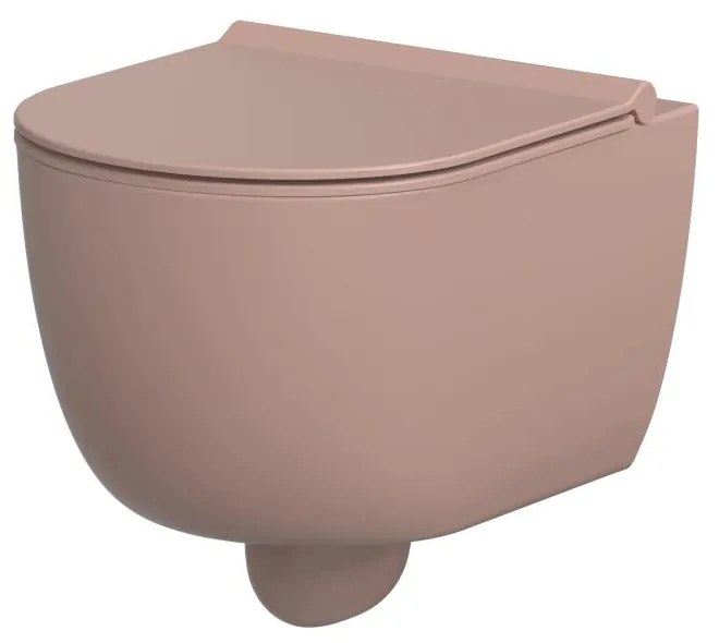 Xenz Gio randloos toilet 52cm met vortexspoeling en zitting roze mat