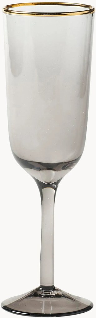 Mondgeblazen champagneglazen Deco, 6-delig