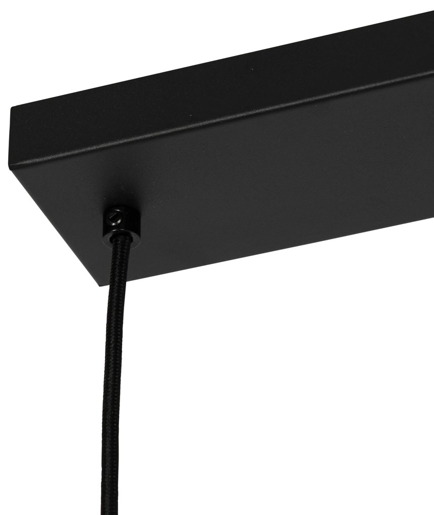 Art Deco hanglamp zwart met smoke glas 4-lichts - Josje