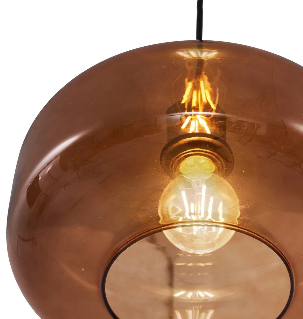 Retro hanglamp zwart met brons glas - Bizle Retro E27 rond Binnenverlichting Lamp