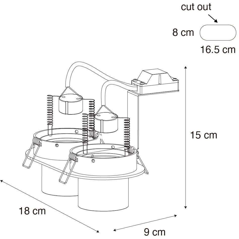 Set van 6 inbouwspots donkerbrons GU10 50mm 2-lichts - Installa