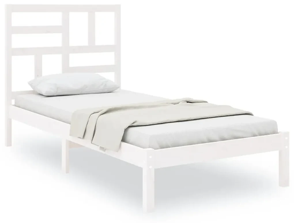 vidaXL Bedframe massief hout wit 90x190 cm 3FT Single