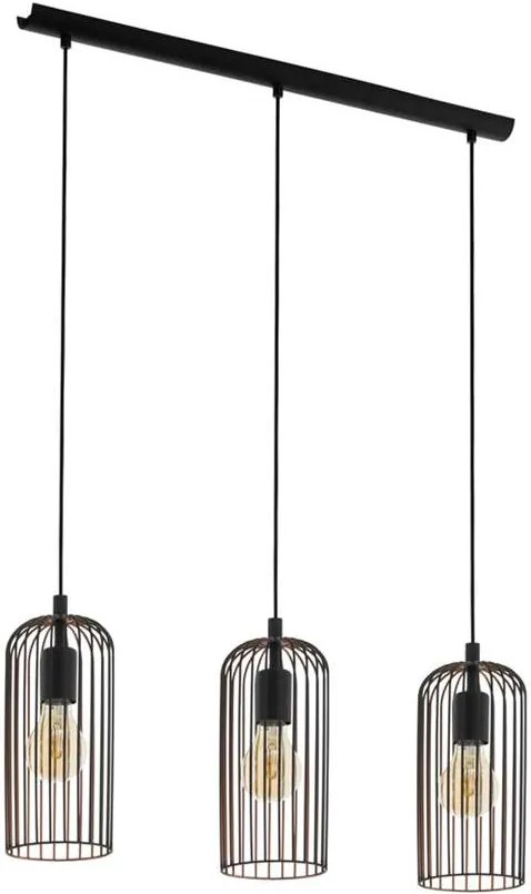 EGLO hanglamp Roccamena 3-lichts - zwart/koperkleurig - Leen Bakker