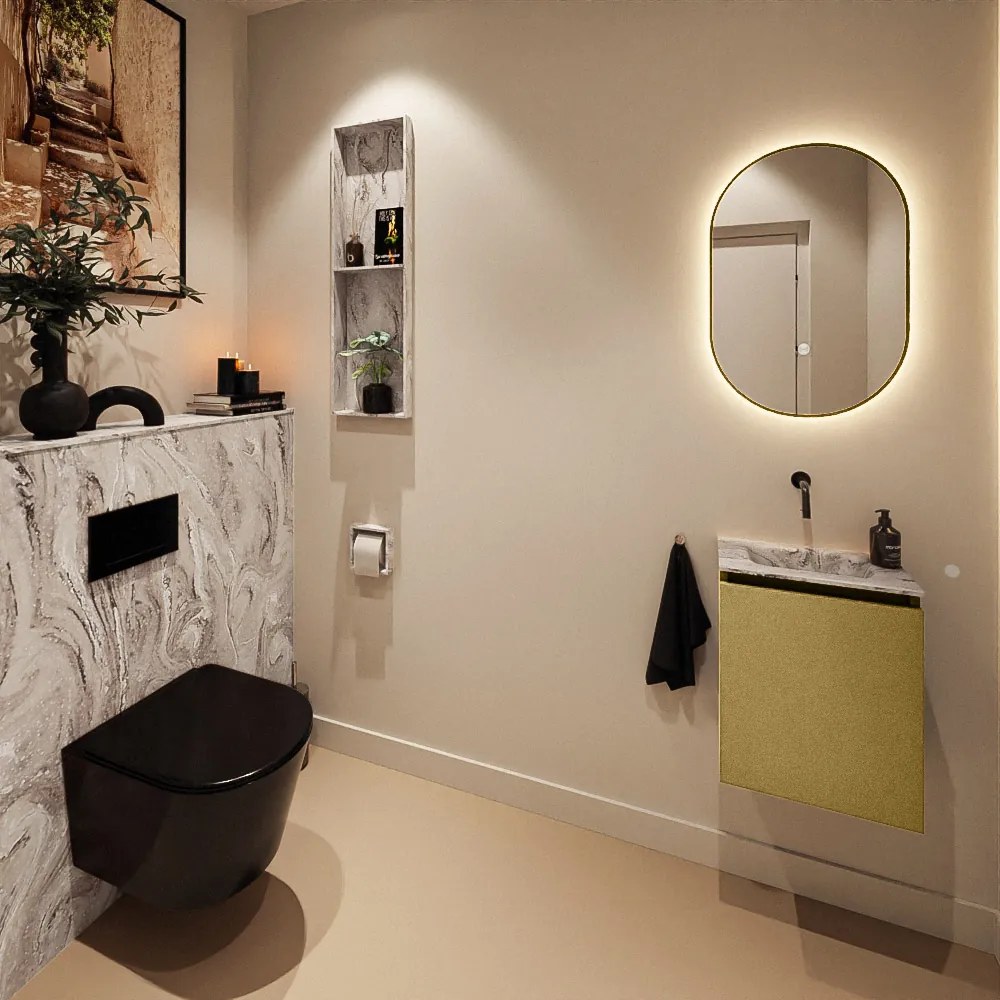 Mondiaz Ture DLux toiletmeubel 40cm oro met wastafel glace midden zonder kraangat