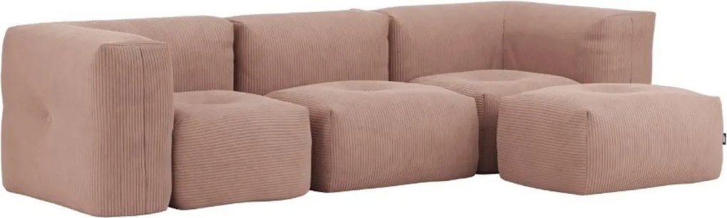 Soft Zitzak Indoor 3 Seater + Pouf - Corduroy Rose
