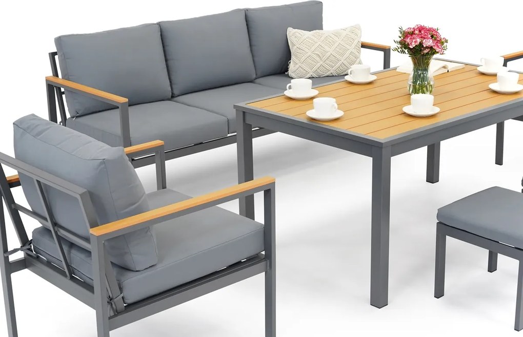 Aluminium tuinmeubelset Sines met tuinkrukjes Garden Point antraciet