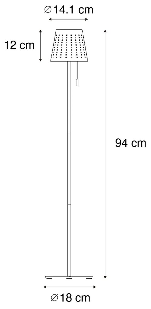Buiten vloerlamp blauw incl. LED 3-staps dimbaar op solar - Ferre