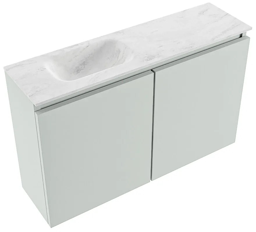 Mondiaz Ture DLux toiletmeubel 80cm greey met wastafel opalo links zonder kraangat