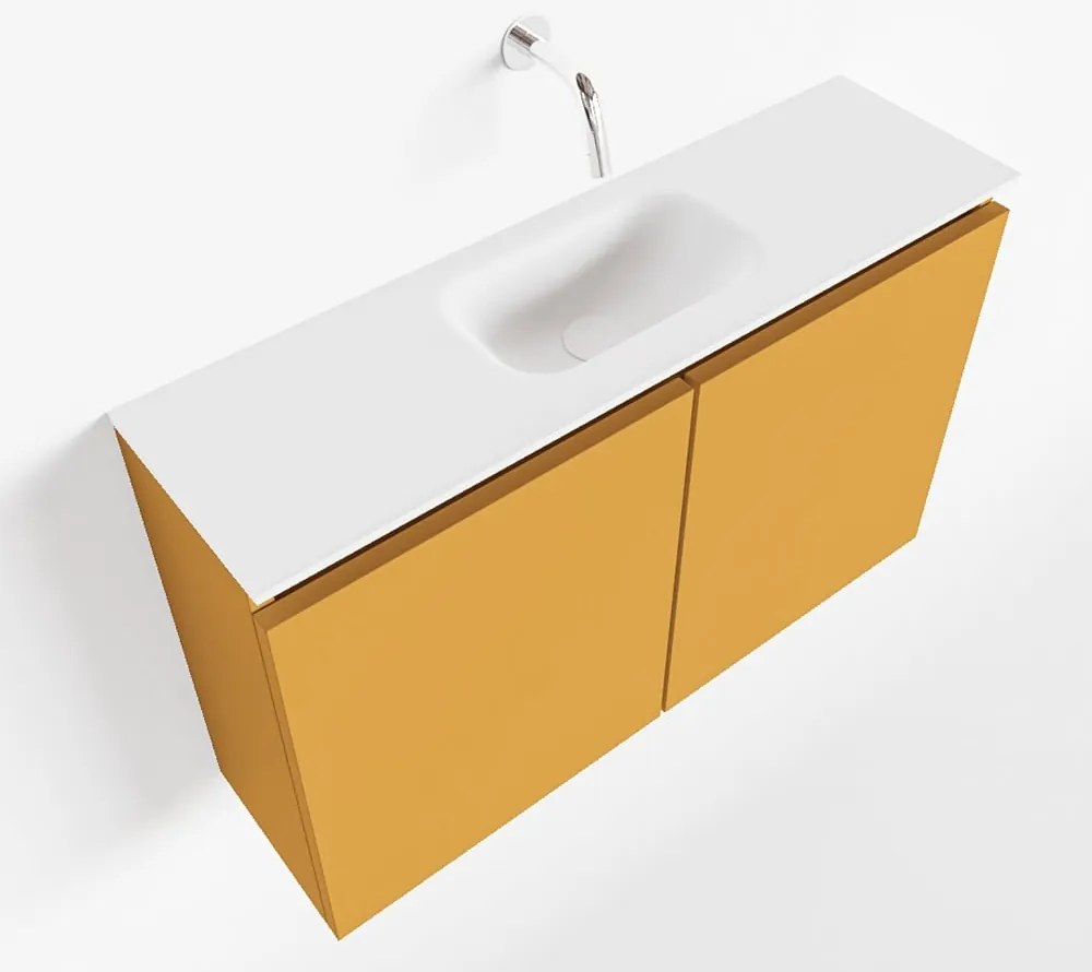 Mondiaz Ture 80cm toiletmeubel ocher met wastafel talc midden geen kraangat