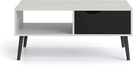 Salontafel Delta - wit/mat zwart - 43,3x98,7x60,2 cm - Leen Bakker