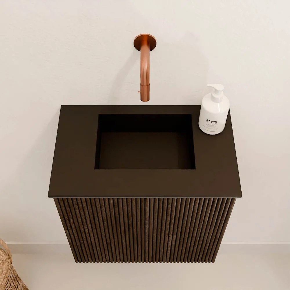 Mondiaz Joya 40cm toiletmeubel walnut met wastafel faye midden zonder kraangat urban