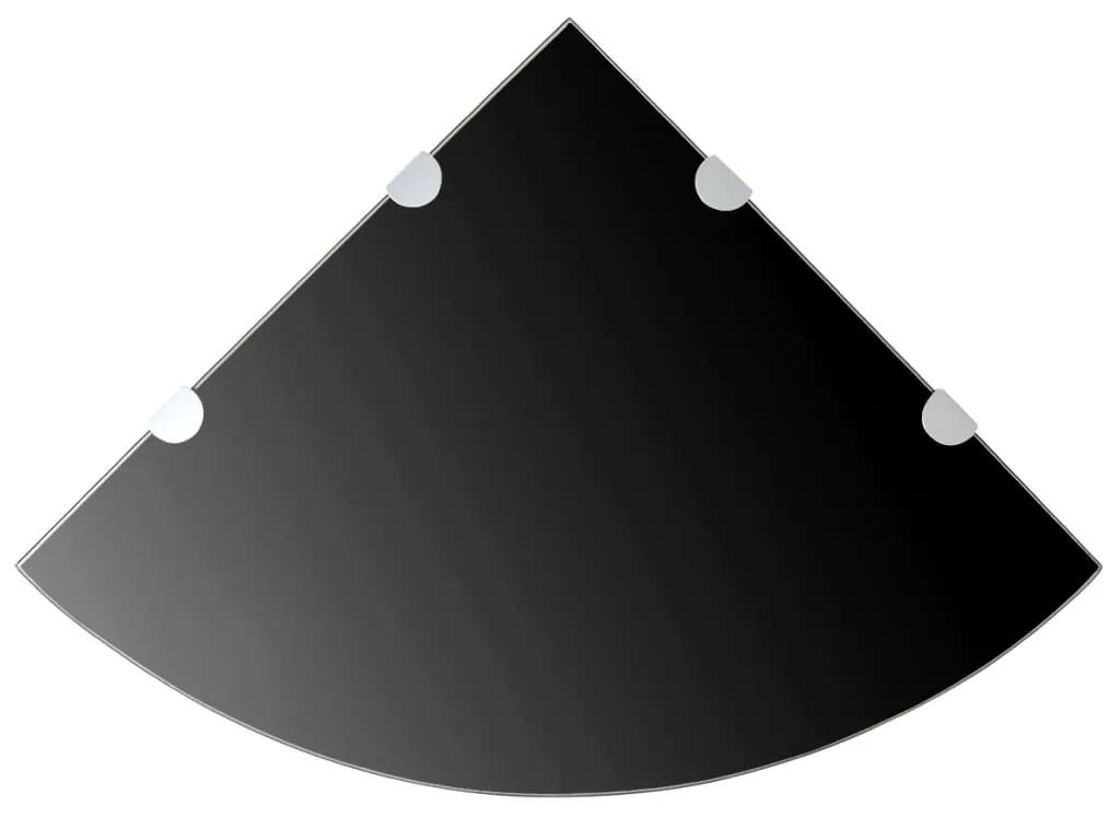 vidaXL Hoekschap met chromen dragers zwart 45x45 cm glas