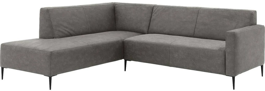 Goossens  Key West grijs, micro leer, 2,5-zits, modern design met ligelement links