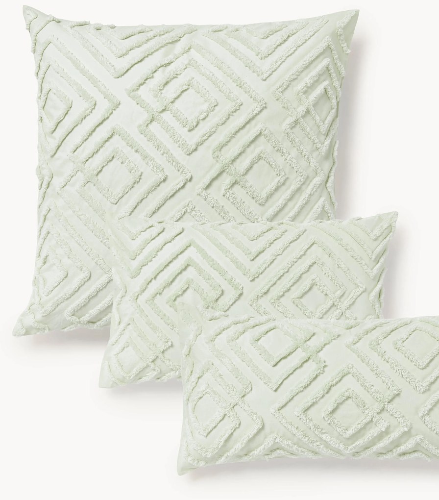 Katoenen perkal kussensloop Phil met getufte design