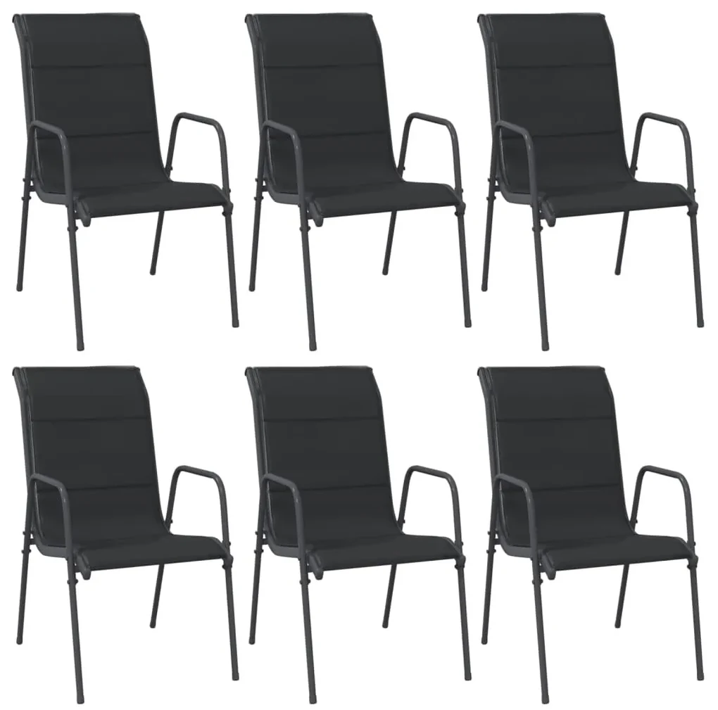 vidaXL Tuinstoelen 6 st staal en textileen zwart