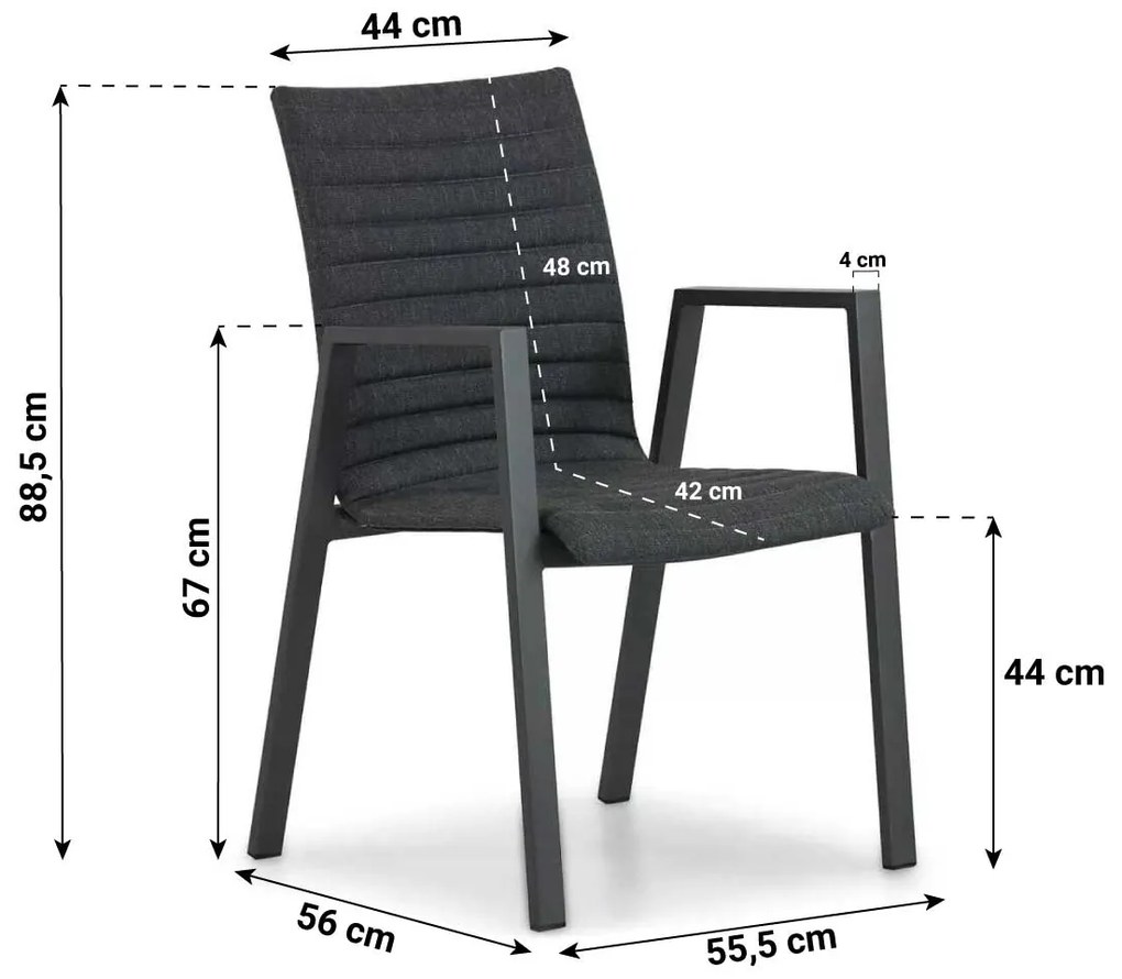 Tuinset 6 personen 240 cm Aluminium Grijs Osmen Joliet/Forest