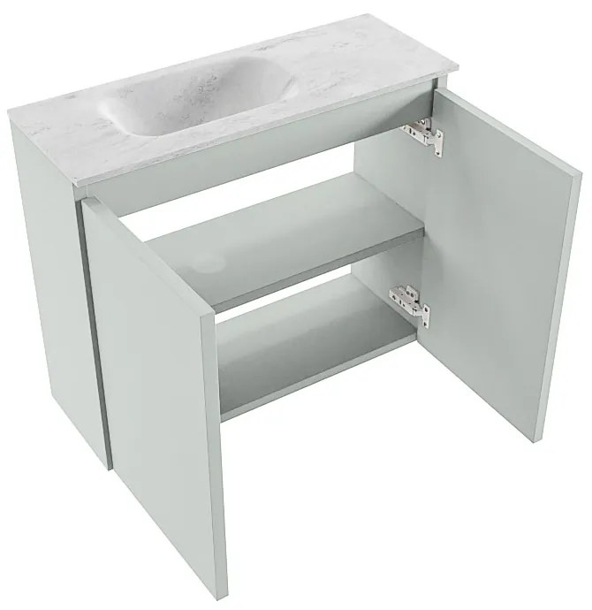 Mondiaz Ture DLux toiletmeubel 60cm greey met wastafel opalo links zonder kraangat