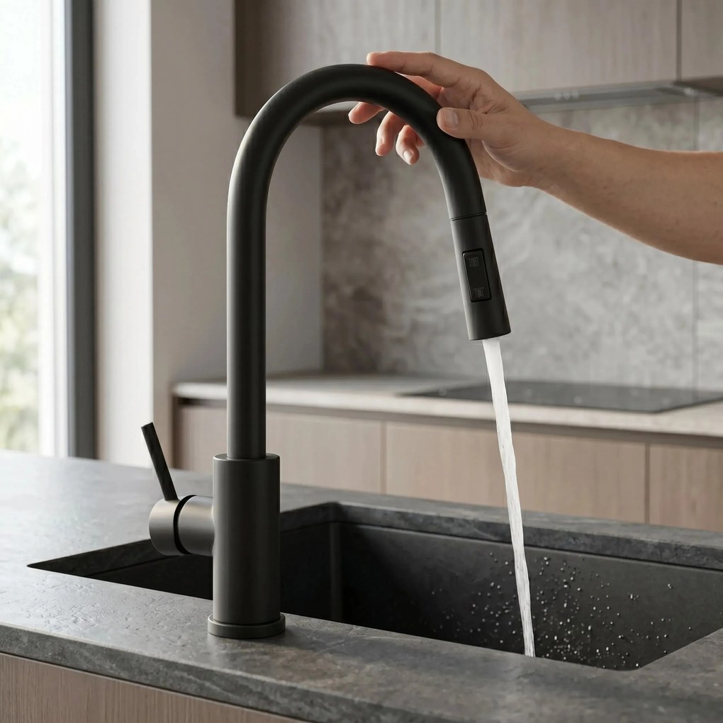 Keukenkraan Rea Fresh Touch Black Matt