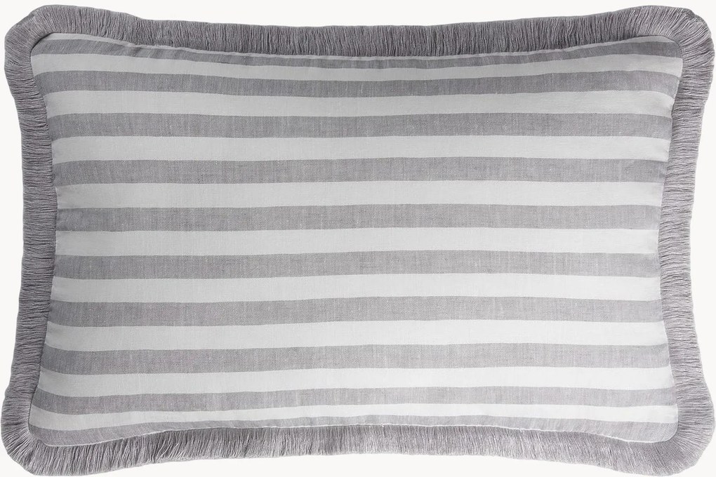 Handgemaakt linnen gestreept kussen Happy Pillow