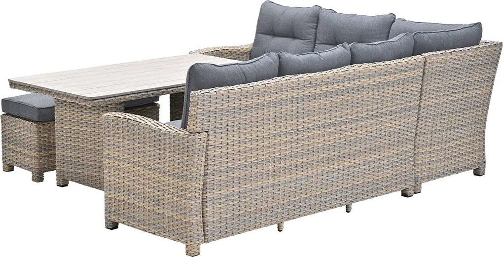 Garden Impressions Alaska lounge dining set 5-delig links - vintage willow - light teak vironwood